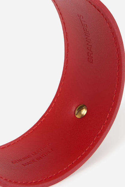 Interior del collar de piel rojo para galgos Nara